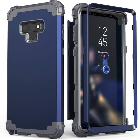 IDweel for Galaxy Note 9 Case, Note 9 Case Blue for Men, 3 in 1 Shockproof Slim Hybrid Heavy Duty Protection Hard PC Cover Soft Silicone Rugged Bu...