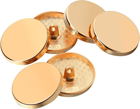 Chuangdi 30 Pieces Metal Flat Button Alloy Shank Round Shaped Sewing Button for Women Suit Woolen Coat Shirt Trousers Sewing Crafts(25 mm,Gold)...