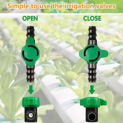 1/2 Inch Drip Irrigation Barbed Valve, 15 Pcs Barbed Switch Valves Drip Line Parts for 1/2" Drip Tubing (.570-.620" ID), 1/2 in. in-line Barbed Sh...