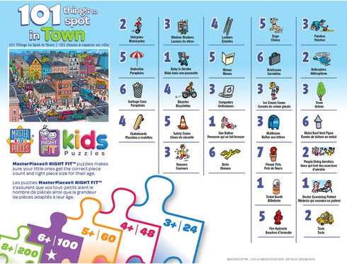 Masterpieces 100 Piece Family Jigsaw Puzzle for Kids - 101 Things to Spot in Town - 14"x19"...