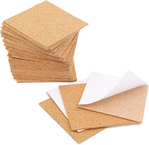 40 Pcs Square Self-Adhesive Cork Sheets,4"x 4" Cork Mats Backing Sheets Mini Wall Cork Tiles for Heat Resistant Coasters and DIY Crafts Supplies...