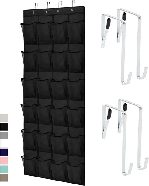 GORILLA GRIP Over the Door Shoe Organizer, 24 Large Breathable Mesh Pockets, Space Saving Hanging Storage Holder, Closet Rack Hanger Holds Up to 4...