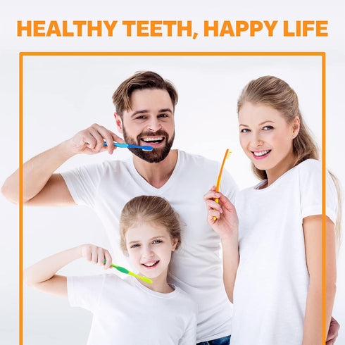 Pro-Clean Toothbrush with Small Head for Better Reach (Family Care - Medium Bristles) Individually Wrapped - 4 Colors - 8 Count (Pack of 1)...
