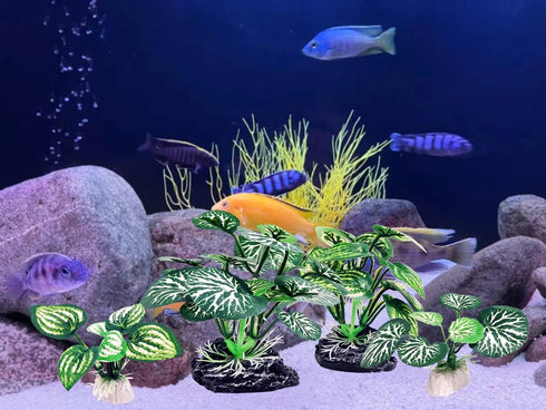 4PCS Aquarium Plants Betta Fish Tank Decorations Small Size Soft Faux Silk Aquarium for Hiding Fish Reptil...