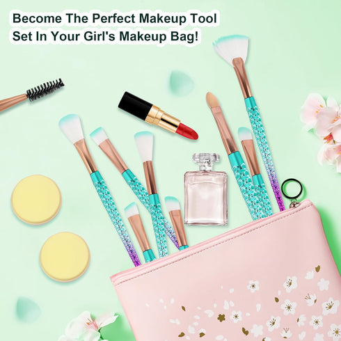 NICEMOVIC Kids Makeup for Girls, 20PCS Princess Makeup Brushes Set Foundation Eyebrow Eyeliner Blush Cosmetic Concealer Brushes Women Teen Girl St...