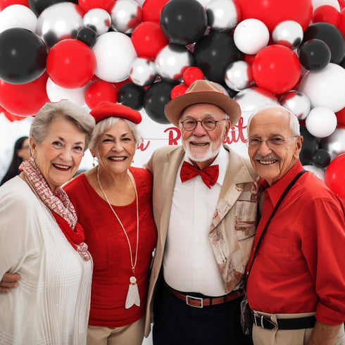 Red Black White Silver Balloon Garland Arch Kit - Red and White Balloons Red Black Silver Balloons for Poker Cards Birthday Wedding Retirement Cla...