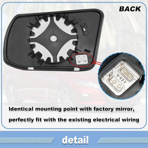 Passenger Side View Heated Mirror Glass, with Rear Holder, Compatible with Nissan Altima Sentra 2013-2018, Replace 963653TH0A - Right Side Mirror ...