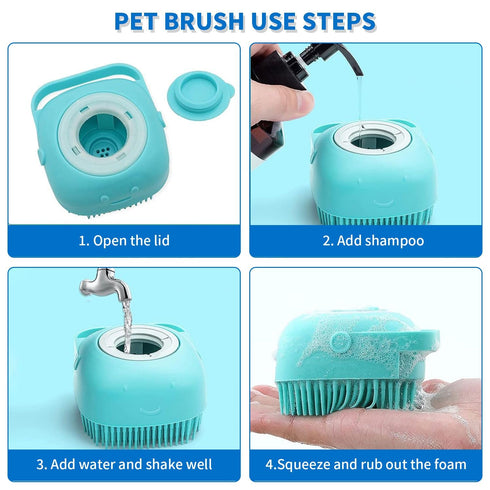 Dog Bath Brush Scrubber Pet Bath Brush Puppy Dog Soap Scrubber for Short Long Haired Dogs and Cats Grooming Cleaning...