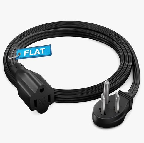 Maximm Extension Cord (3 Feet) 1 Outlet Flat Wire, 3-Prong 45° Angled Flat Plug, 16 AWG Power Cord - UL Certified (Black)...