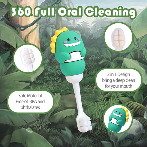 Baby Toothbrush Soft Bristles for Toddlers & Children Aged 1-4 Fun Dinosaurs Shape for 360 Degree Cleaning Gifts for Kids’ Birthday (4 Count (Pack...