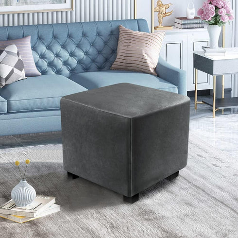 DUJUIKE Ottoman Covers Slipcover Square Ottoman Covers Protector for Footrest Foot Stool Furniture Stretch Comfortable Velvet with Elastic Bottom(...