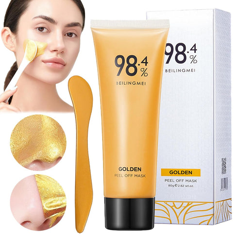 Gold Foil Peel off Mask, 98.4% Gold Peel off Face Mask, Gold Face Mask Peel off Anti-Wrinkle, Golden Anti-Aging Facial Mask, Beilingmei Gold Tear-...