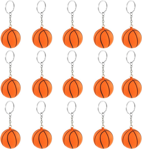 iMagitek 15 Pack Orange Basketball Keychains for Kids Party Favors Supplies, School Carnival Prizes, Party Bag Gift Fillers, Basketball Stress Rel...