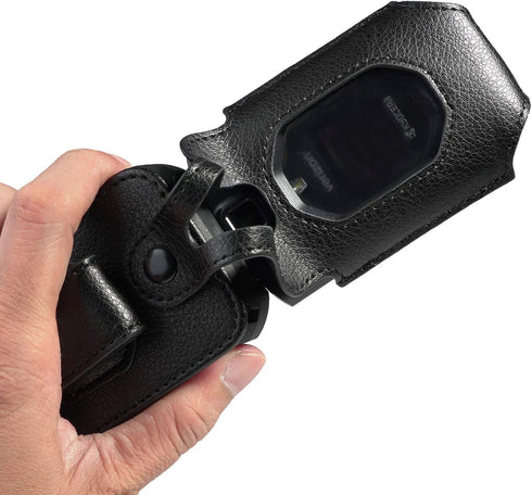 Nakedcellphone Fitted Series for Kyocera DuraXV Extreme, DuraXE Epic, DuraXA Equip Case, Black Vegan Leather Cover with [Built-in Screen Protectio...