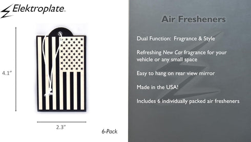 Elektroplate Inverted Black and White American Flag Automotive Air Fresheners for Vehicles | New Car Scent (6-Pack) | Made in the USA...