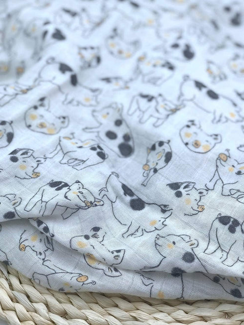 Ultra Soft Muslin Swaddle Blankets Premium Receiving Blanket for Boys & Girls Luxurious Soft and Silky 47" x 47" Pig Blanket (Pig)...