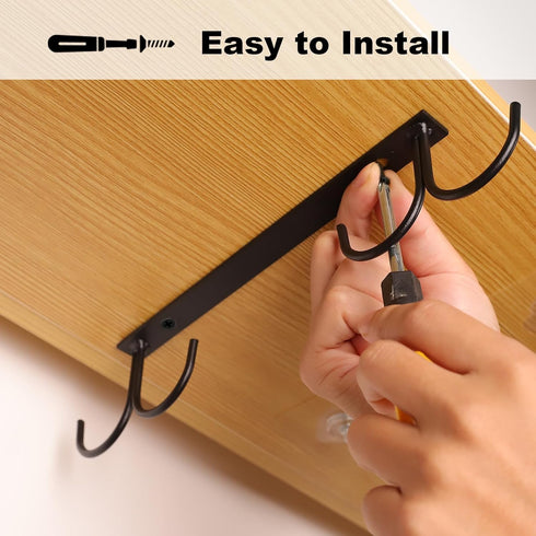 Mug Hooks Under Cabinet,3 Pieces Under Cabinet Mug Holder,Under Shelf Mug Organizer Rack with 12 Hooks,Display Hanging Storage Hook for Mugs/Coffe...
