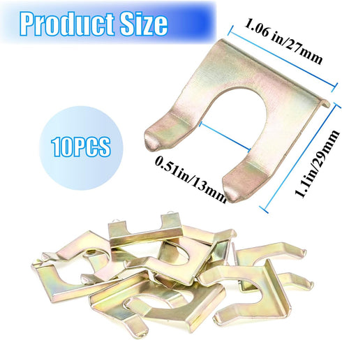 10PCS Brake Line Clips, U Shape Metal Brake Line Clips Brake Line Retainer Brake Hose Bracket Replacement Hose Retaining Clip Brake Hose Lock for ...