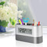 Electronic Pencil Cup, Backlight Calendar Snooze Pen Stationery Storage Holder Multifunctional Desk Clock Digital Screen Alarm with LCD Display Th...