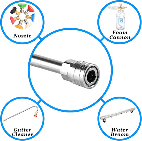 Pressure Washer Wand, Stainless Steel Body and Fitting, Upgrade Extension Wand for Power Washer, 1/4 Inch Quick Connect, 17 Inch, 2 Pack...