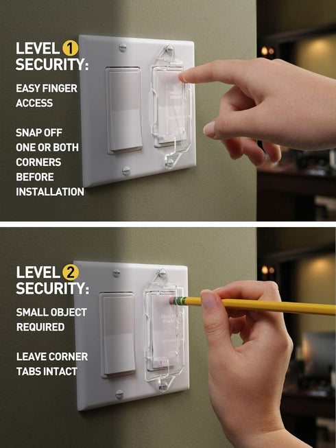 Clear Light Switch Guards, 6 - pack | Rocker Style | Security, Circuit and Child Protection for Indoor/Outdoor Wall Plate Covers | For Home and Wo...