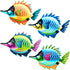 HHgrowe Metal fish art wall decor ocean beach swimming pool garden decoration indoor and outdoor home hanging decoration Sculpture Statue 4PC...