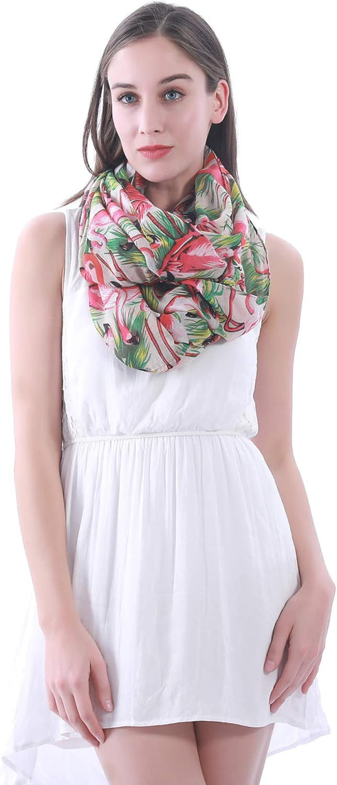 Lina & Lily Vintage 1950s Flamingo Print Women's Infinity Scarf Lightweight...