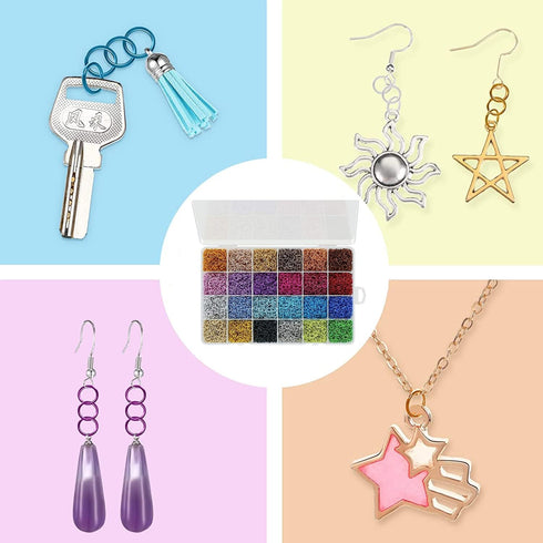 About 7200pcs 24 Colors Jump Rings Jewelry Findings 6mm Jewelry Open Jump Rings for Choker Bracelets Necklaces Chain Jewelry Making...