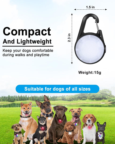 Dog Lights for Night Walking, 2 Pack 4 Modes Dog Collar Light, Rechargeable Dog Walking Light for Nighttime Clip On, IP68 Waterproof Safety Light ...