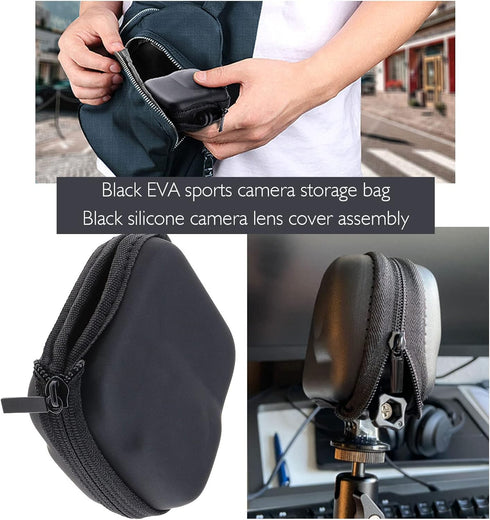Create idea Set with 2Pcs Mini Case Lens Cap Replacement Compatible with Insta360 ONE R/RS Action Camera Silicone Lens Cover Accessories Black...