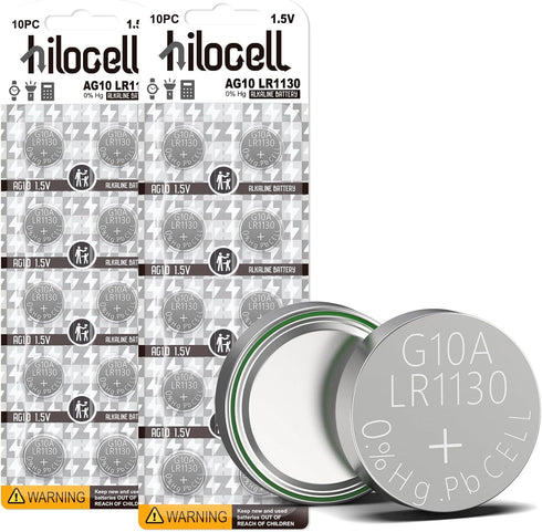 LR1130 Batteries 20 Pack, AG10 Button Cell Battery, 1.5V Long Lasting Alkaline AG10 Battery Replacement...