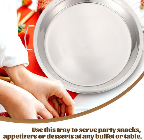Luxshiny 2PCS Stainless Steel Roasting Pan, Pizza Cake Baking Tray Round Roaster Pan Stainless Steel Drip Pan for Turkey Baking,Roast Chicken...