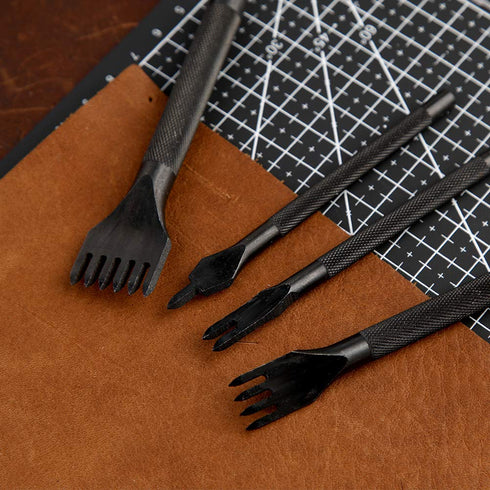 4 Pcs Leather Prong Punch Tool Set Leather Craft Tool Hole Punches 1/2/4/6 Leather Prong Punch Leather Lacing Stitching Punch Tool for Leather Cra...