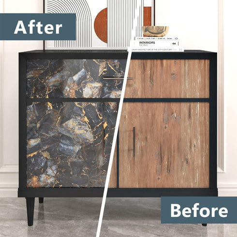 Marble Black Contact Paper Peel and Stick Countertops Gold Contact Paper Peel and Stick Wallpaper for Kitchen Waterproof Vinyl Film Marble Shelf L...