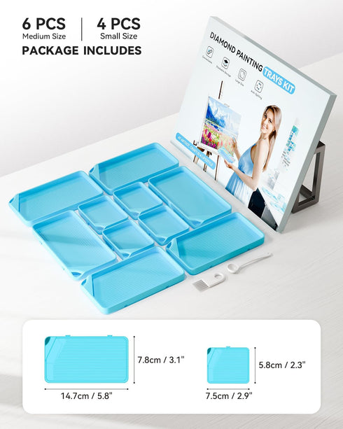 ARTDOT 10-Piece Interlocking Diamond Art Trays Kits for Adults, Stackable Diamond Painting Accessories and Tools...