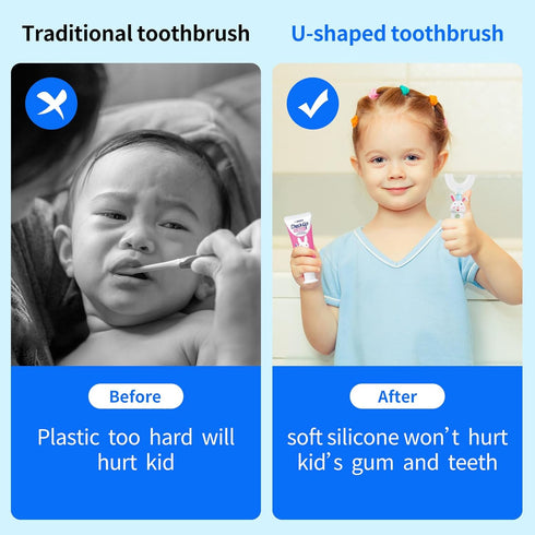 Kids U-Shaped Electric Toothbrush (with 3 Brush Heads), Detachable Toddler Sonic Toothbrush - Autobrush toothbrush for kids aged 8-13?blue?...