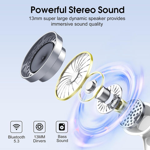 Wireless Earbuds, Bluetooth Headphones HiFi Stereo, 40H Playtime in-Ear Earbud, 2024 Bluetooth 5.3 Earbuds with LED Power Display, IP7 Waterproof ...