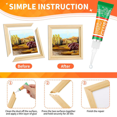 3g X 12 Pack Super Glue Strong Adhesive, Cyanoacrylate Adhesive Instant Drying Glue for Plastic, Wood, Metal, Crafts, Home Kitchen Utensil Repair ...