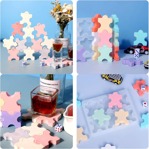 Puzzle Piece Silicone Chocolate Molds, Building Blocks Epoxy Resin Molds for Cake Decoration Cupcake Topper Candy Ice Cube Trays Wax Bombs Clay...