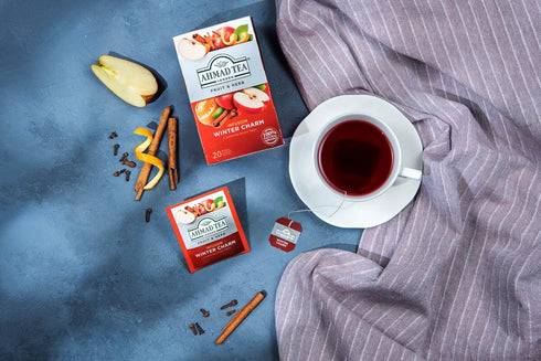Ahmad Tea Herbal Tea, Apple, Cinnamon, & Orange Peel 'Winter Charm' Teabgas, 20 ct (Pack of 1) - Decaffeinated & Sugar-Free...
