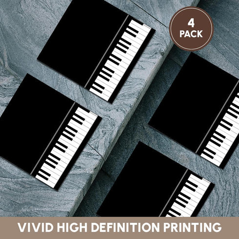 3dRose CST_112947_3 Black Piano Edge-Baby Grand Keyboard Music Design for Pianist Musical Player Musician Gifts-Ceramic Tile Coasters, Set of 4...