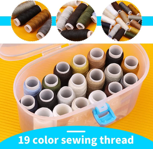 FTEVEN 43 Pieces Upholstery Repair Sewing Kit, Heavy Duty Sewing Kit with Leather Sewing Thread, Big Eye Sewing Needle, Sewing Awl for Furniture,C...