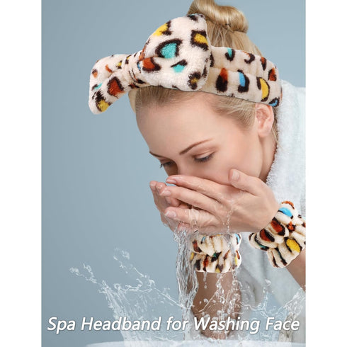 VELSCRUN 6 Pack Spa Headband, Makeup Headband, Face Wash Headband, Skincare Headbands, Sponge Hair Band Bow Tie Spa Headband for Washing Face Wris...