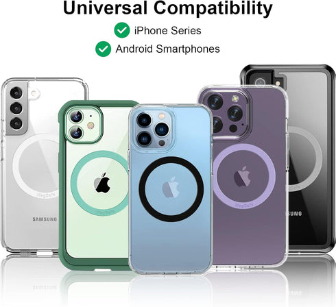 Universal MagSafe Ring, 5 PCS Magnet Sticker Magnetic Adapter Ring Compatible with Magsafe Accessories & Wireless Charging for iPhone 15/14/13/12 ...