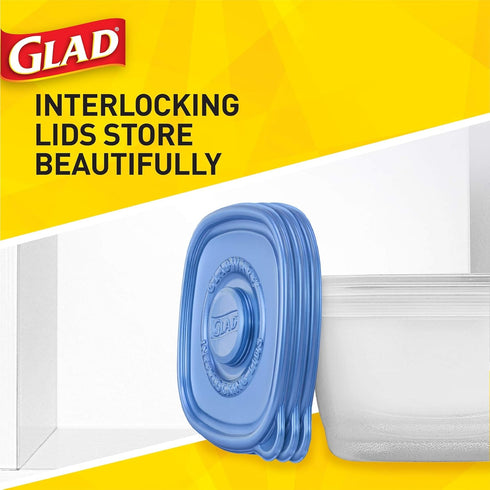 Glad Food Storage Containers for Everyday Use, Medium Square - Standard Meal Container Holds up to Twenty-Five Ounces, Blue, 25 oz - 5 Count...