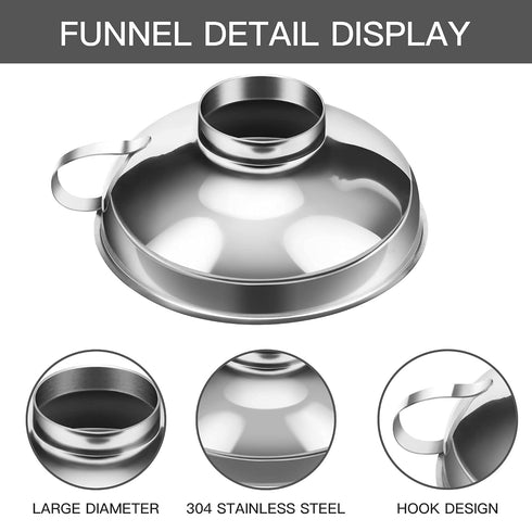 2 PCS Canning Funnel for Wide and Regular Jars, Wide Mouth Funnel Stainless Steel Funnels for Kitchen Use, Metal Funnels Set for Transferring Liqu...