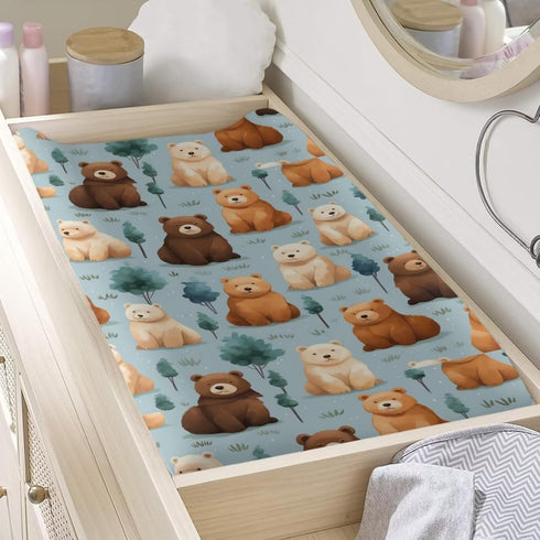 Cute Bear Changing Pad Cover Baby Diaper Changing Mat Cover Sheets for Newborn Boys Girls Woodland Animals Soft Breathable Nursery Changing Table ...