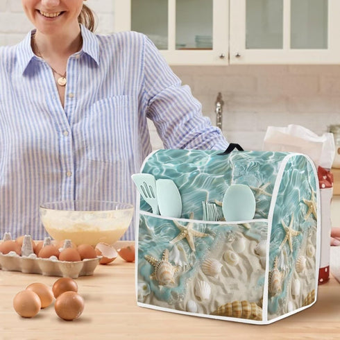Beach Theme Stand Mixer Cover for Kitchen Aid Mixers Accessories, Mixer Cover for Stand Mixer with Pockets, Suitable for Kitchen Mixer Cover...