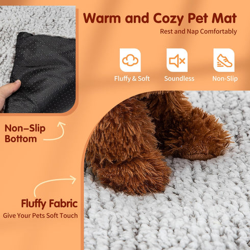 Nobleza Self Heating Cat Bed, Super Soft Thermal Dog Crate Bed Mat for Sleeping, Washable Anti-Slip Self Warming Pet Kennel Pad for Small Medium C...