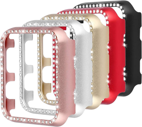 Compatible with Apple Watch Case 38mm 42mm, Metal Bumper Protective Cover Women Bling Diamond Crystal Rhinestone Shiny Compatible iWatch Series 3/...